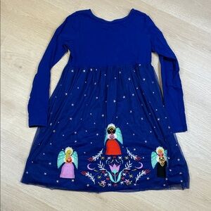 Hanna Andersson Blue Dress with Embroidered Angels & Stars size 10 Girl’s